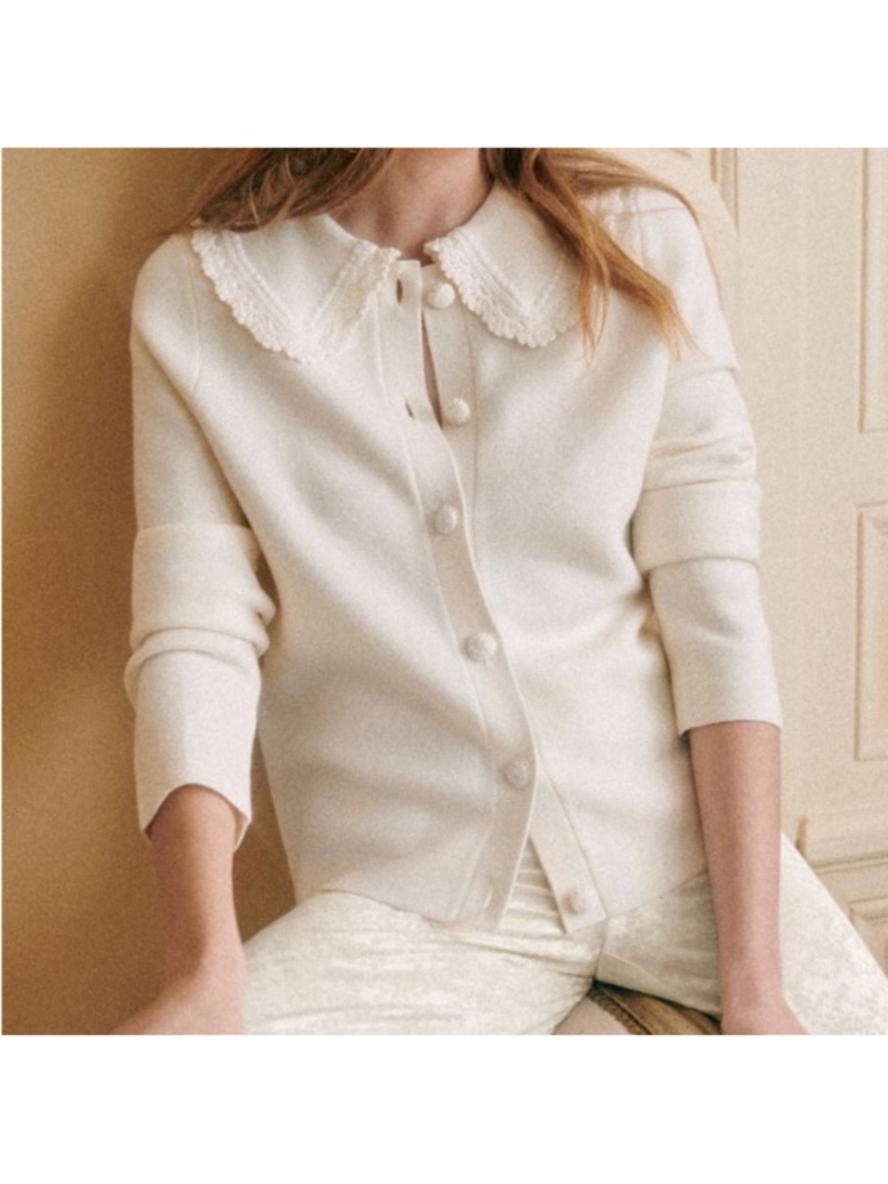 Sezane bettany cardigan in ecru